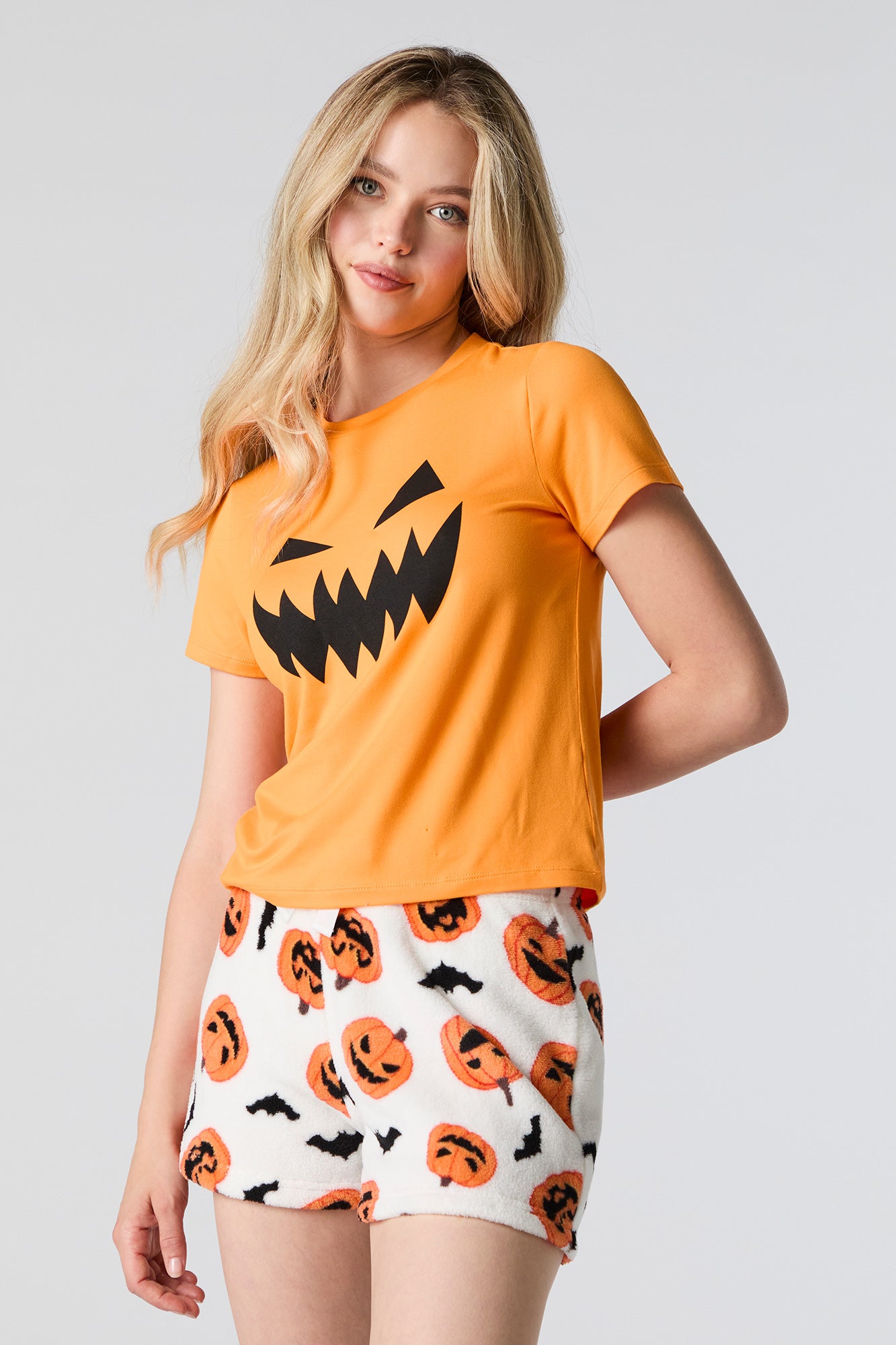 Halloween T-Shirt and Short  2 Piece Pajama Set - Orange