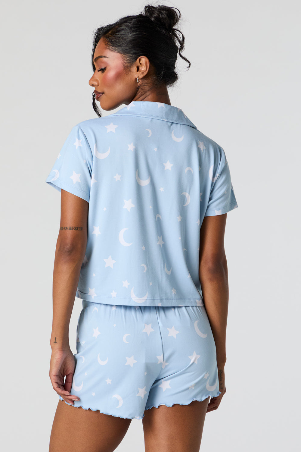 Printed Button-Up Top and Short 2 Piece Pajama Set Printed Button-Up Top and Short 2 Piece Pajama Set 8