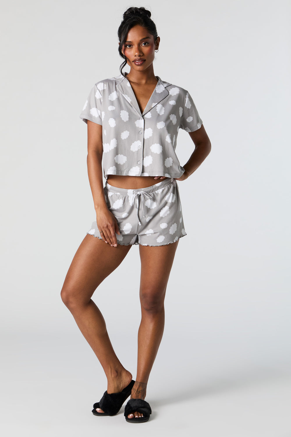 Printed Button-Up Top and Short 2 Piece Pajama Set Printed Button-Up Top and Short 2 Piece Pajama Set 15