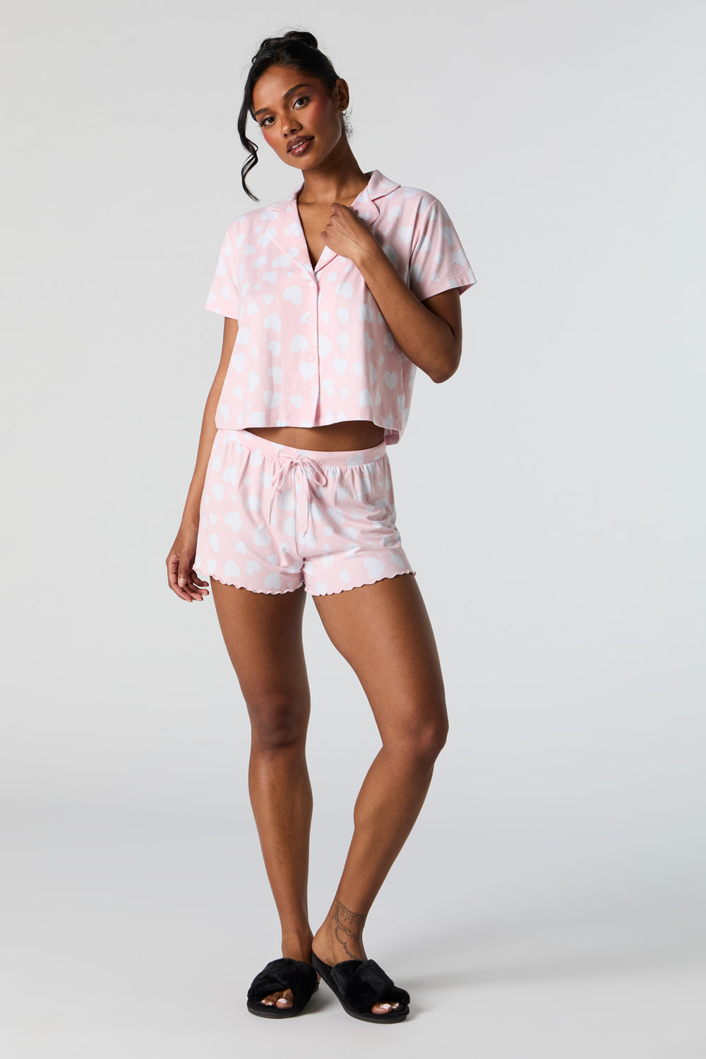 Printed Button-Up Top and Short 2 Piece Pajama Set Printed Button-Up Top and Short 2 Piece Pajama Set 18