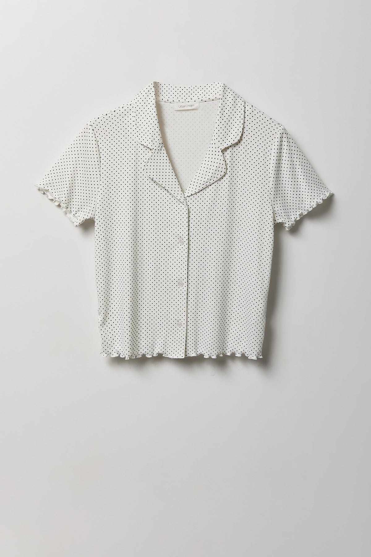 Alt View 6. Pointelle Button-Up Top & Short Pajama Set - White