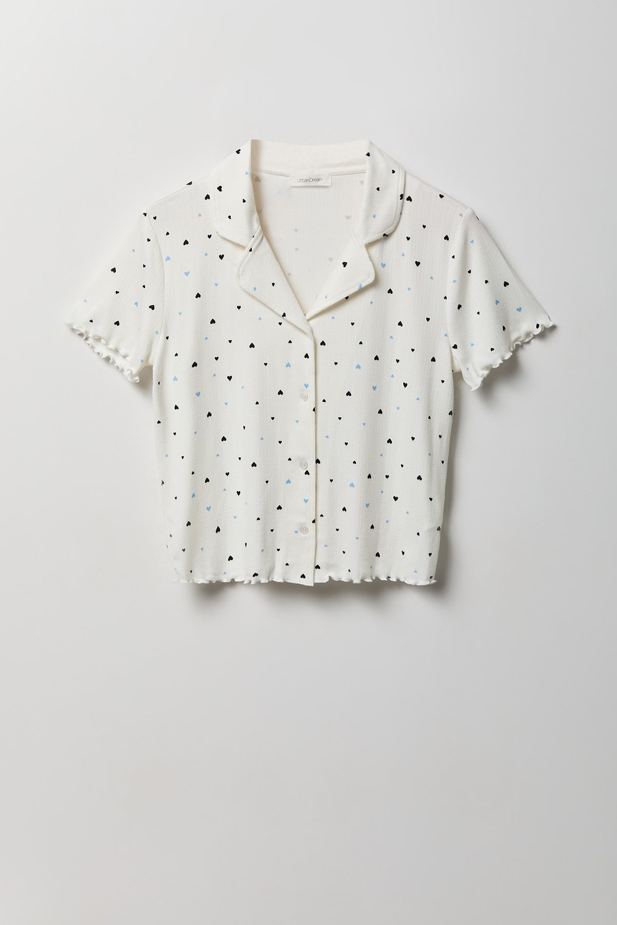 Alt View 6. Pointelle Button-Up Top & Short Pajama Set - Ivory
