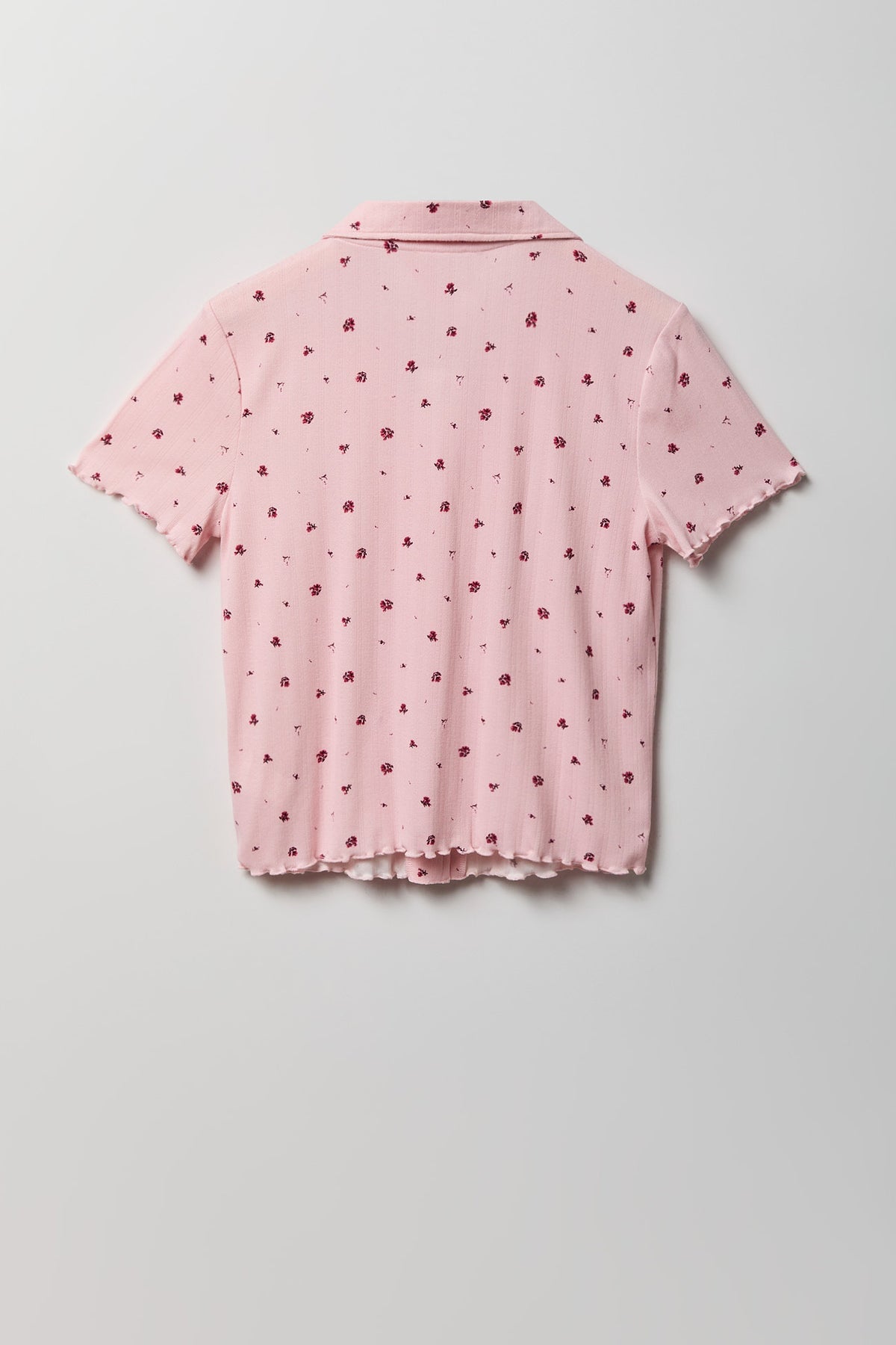 Alt View 7. Pointelle Button-Up Top & Short Pajama Set - Pink