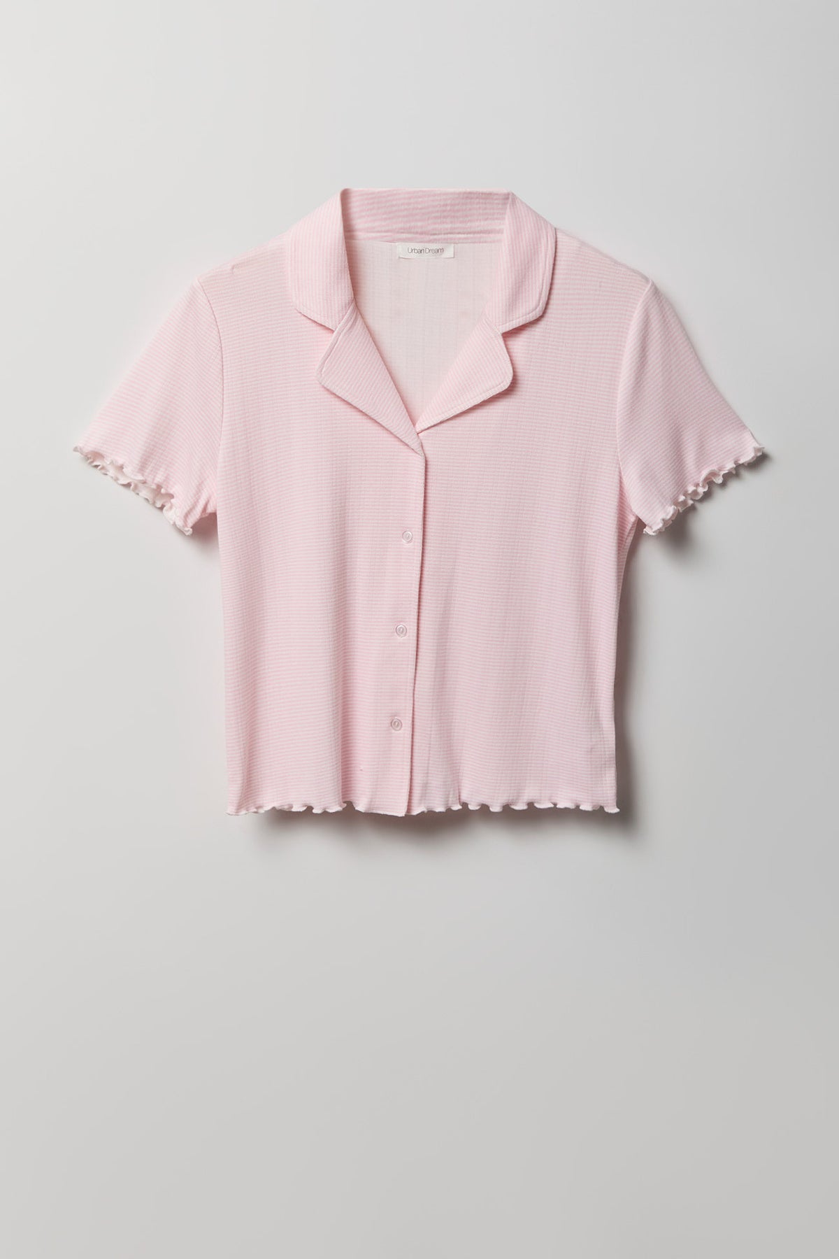 Alt View 6. Pointelle Button-Up Top & Short Pajama Set - Light Pink
