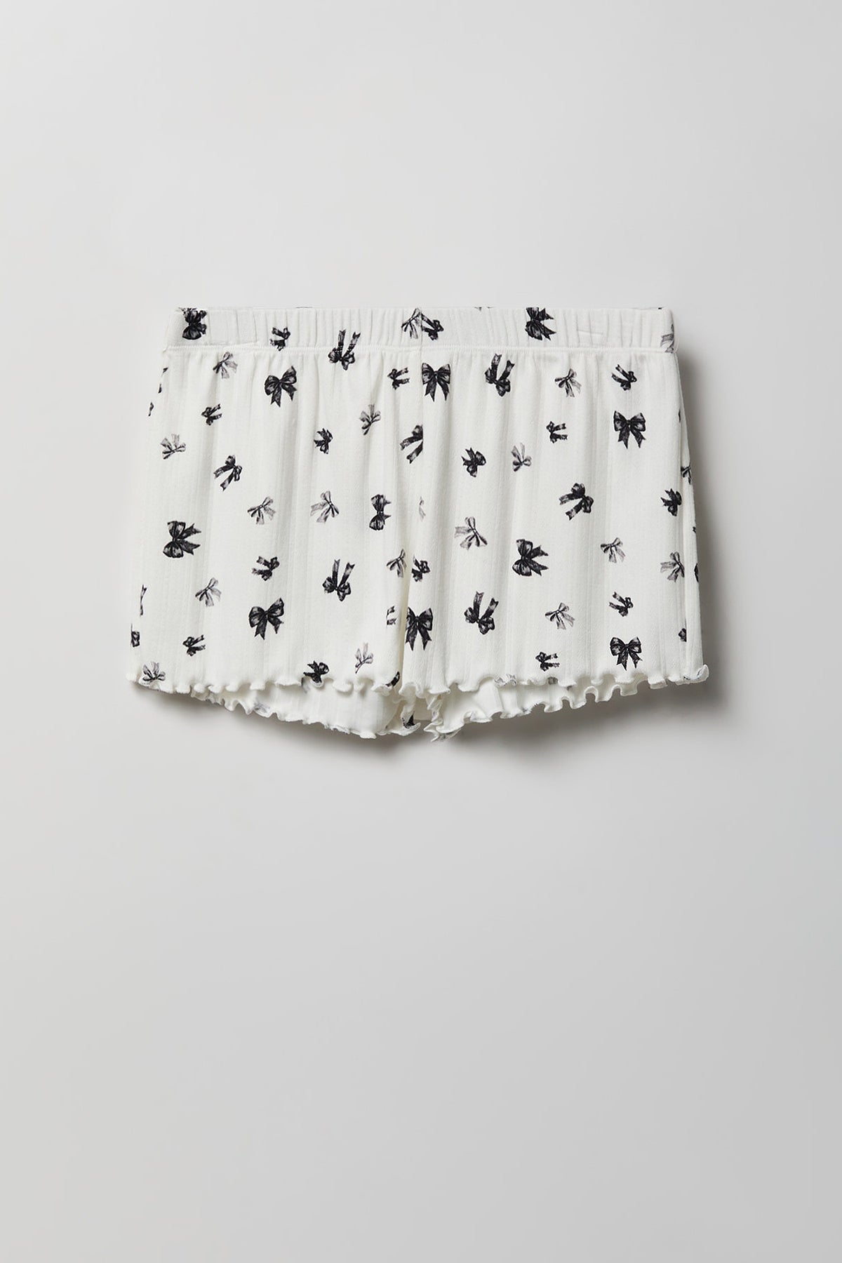 Alt View 8. Pointelle Button-Up Top & Short Pajama Set - Black with White