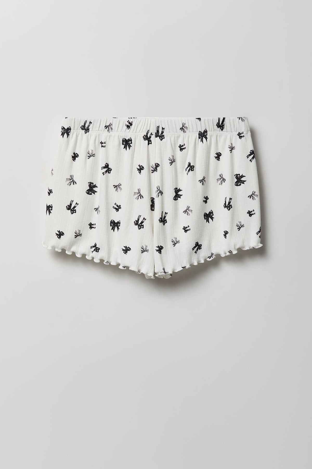 Alt View 9. Pointelle Button-Up Top & Short Pajama Set - Black with White