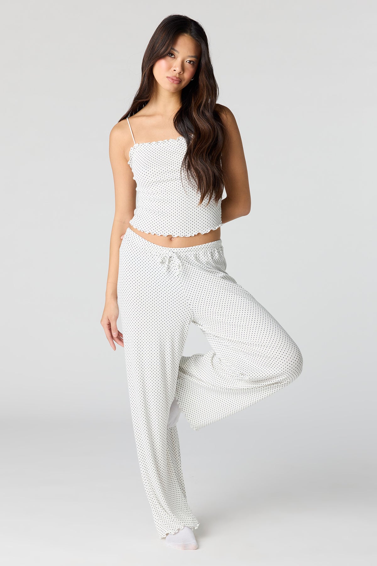 Pointelle Tank & Pant Pajama Set - White