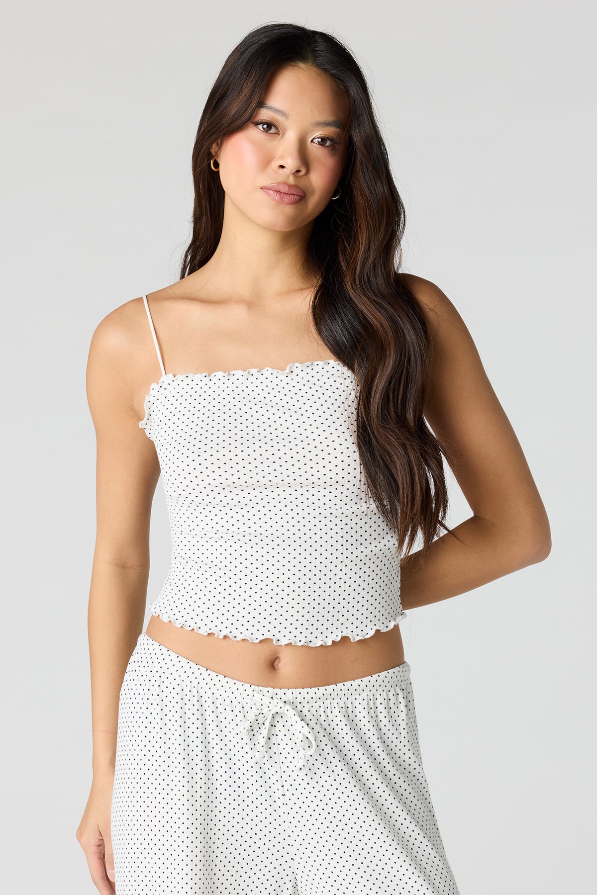 Alt View 2. Pointelle Tank & Pant Pajama Set - White