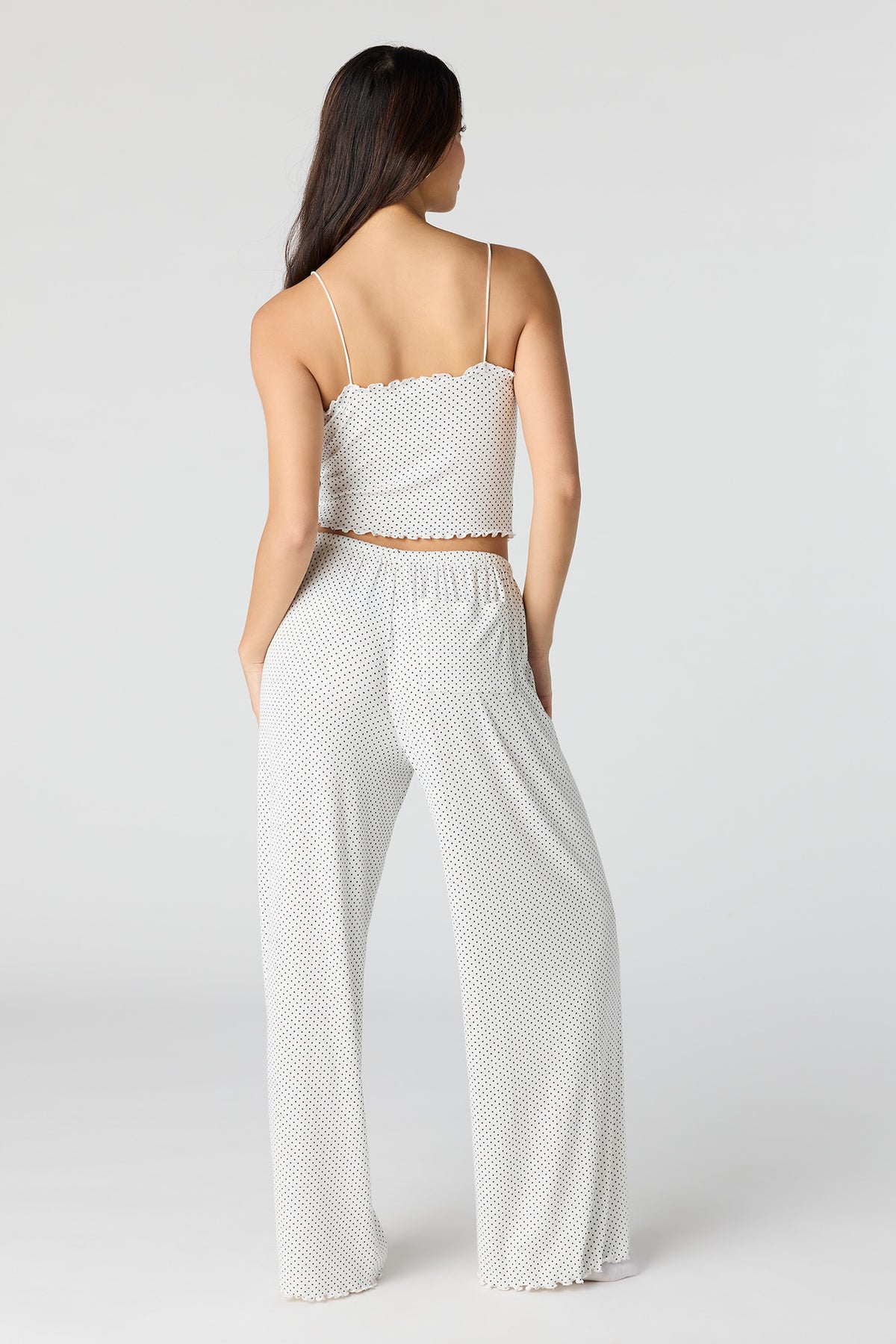 Alt View 4. Pointelle Tank & Pant Pajama Set - White