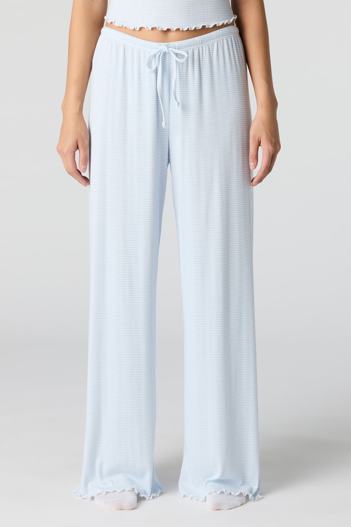 Alt View 3. Pointelle Tank & Pant Pajama Set - Light Blue