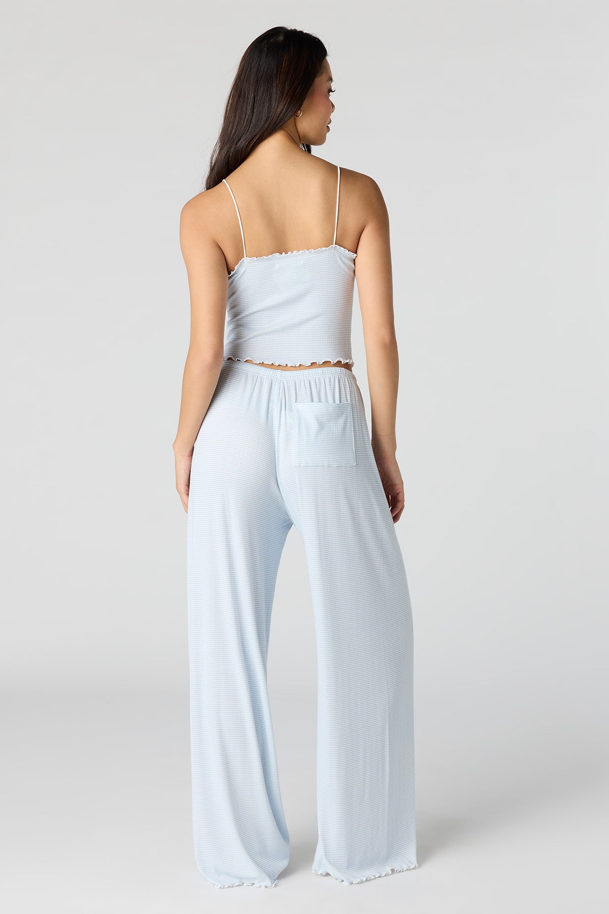 Alt View 4. Pointelle Tank & Pant Pajama Set - Light Blue