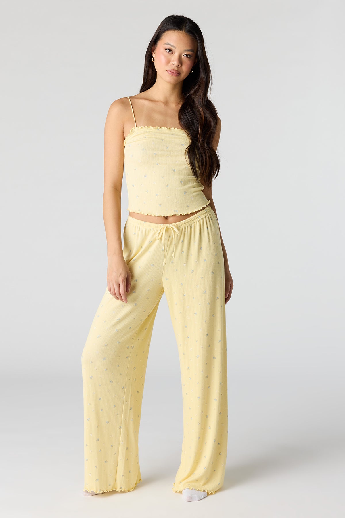 Pointelle Tank & Pant Pajama Set - Yellow