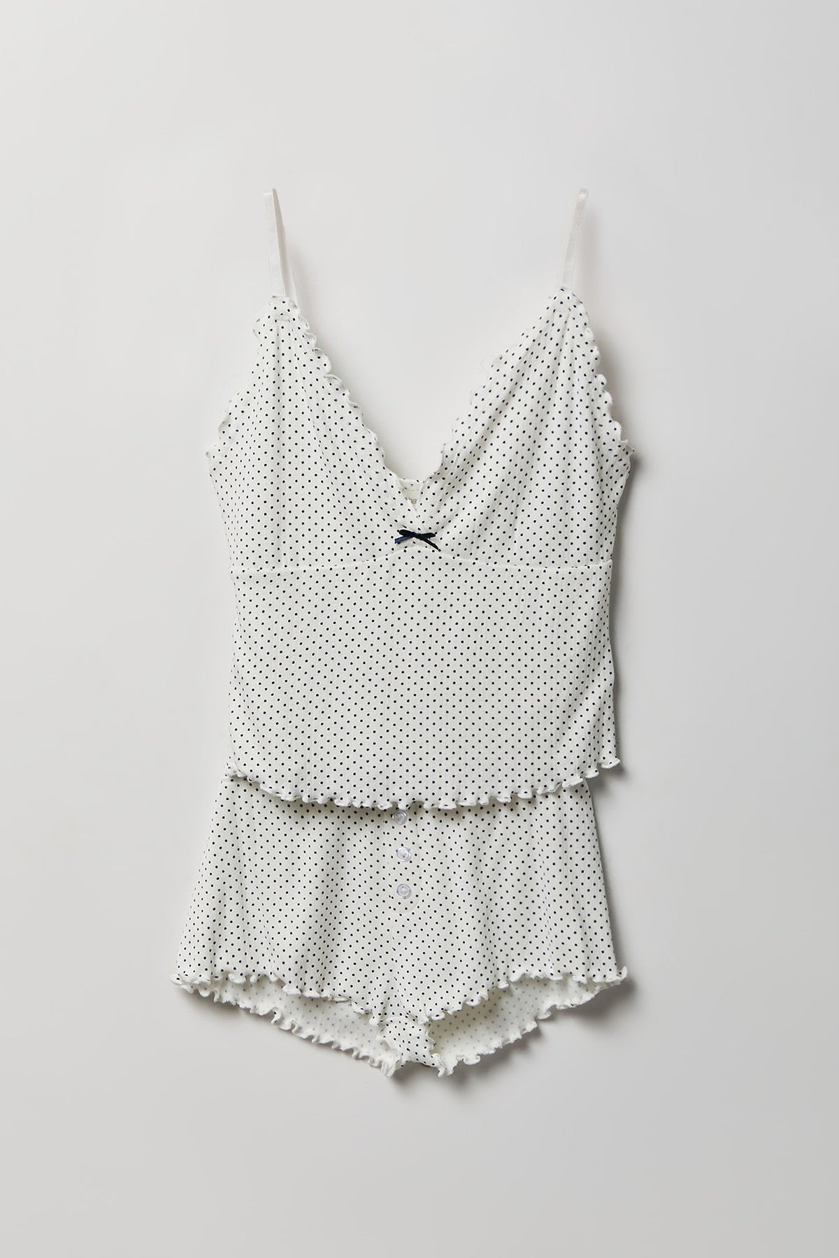 Alt View 4. Pointelle Tank & Short Pajama Set - White