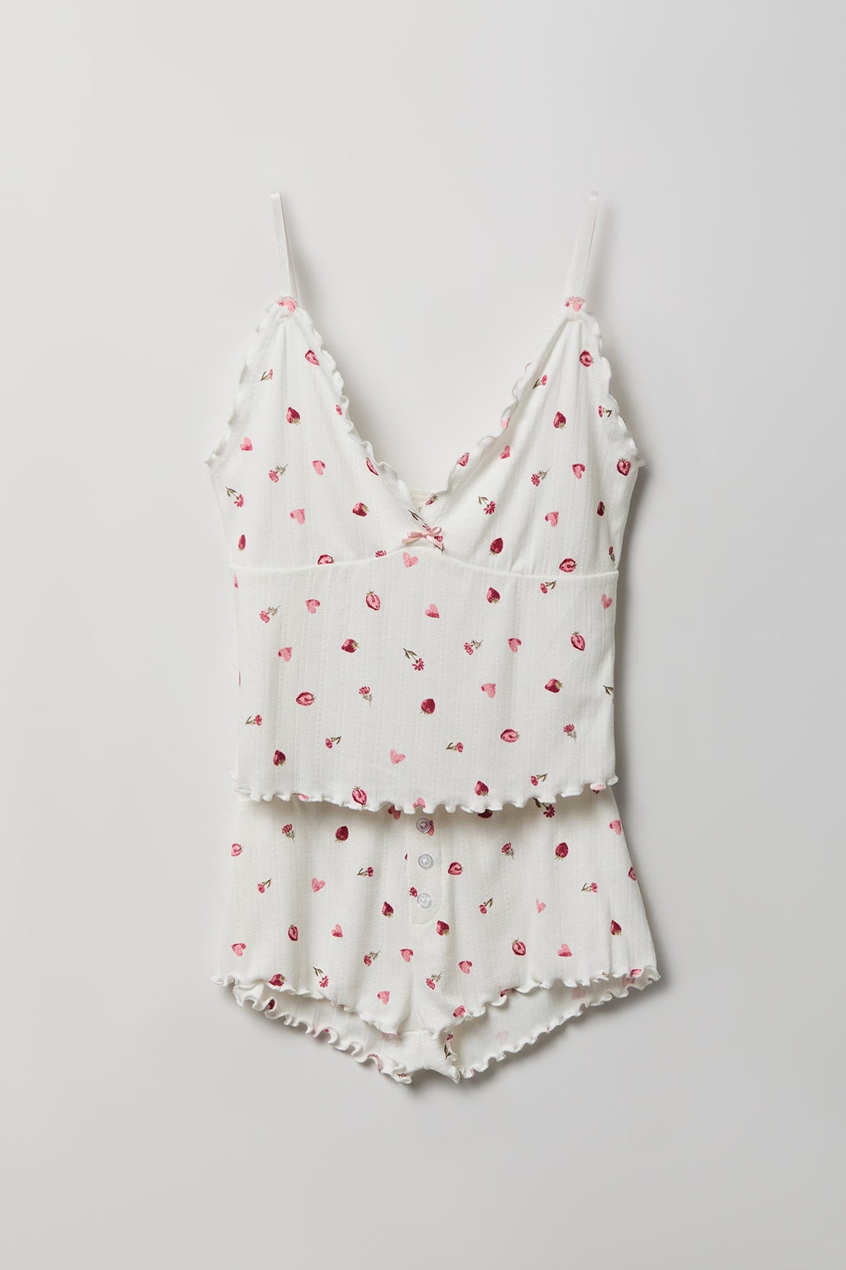 Alt View 4. Pointelle Tank & Short Pajama Set - Ivory