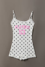 Playboy Graphic Lace Trim Romper