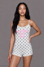Playboy Graphic Lace Trim Romper