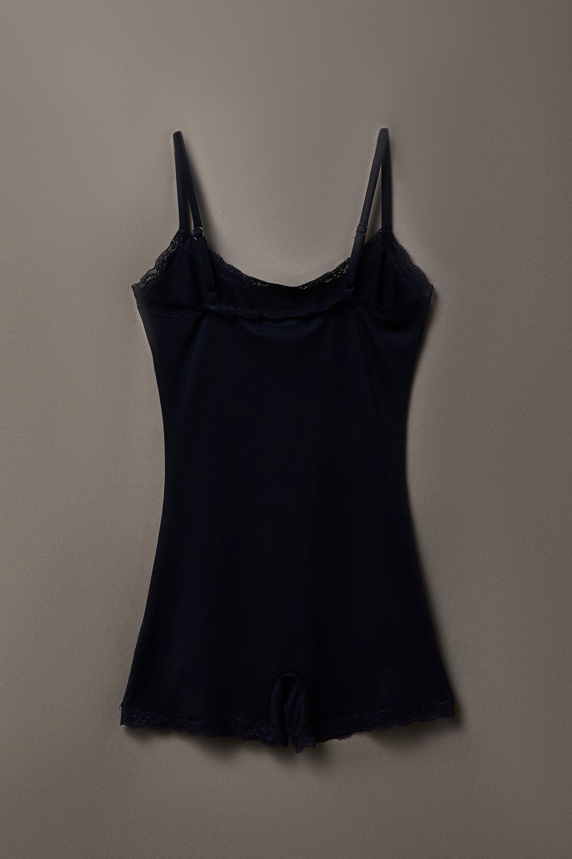 Alt View 2. Playboy Graphic Lace Trim Romper - Navy