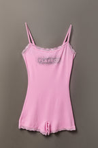 Playboy Graphic Lace Trim Romper