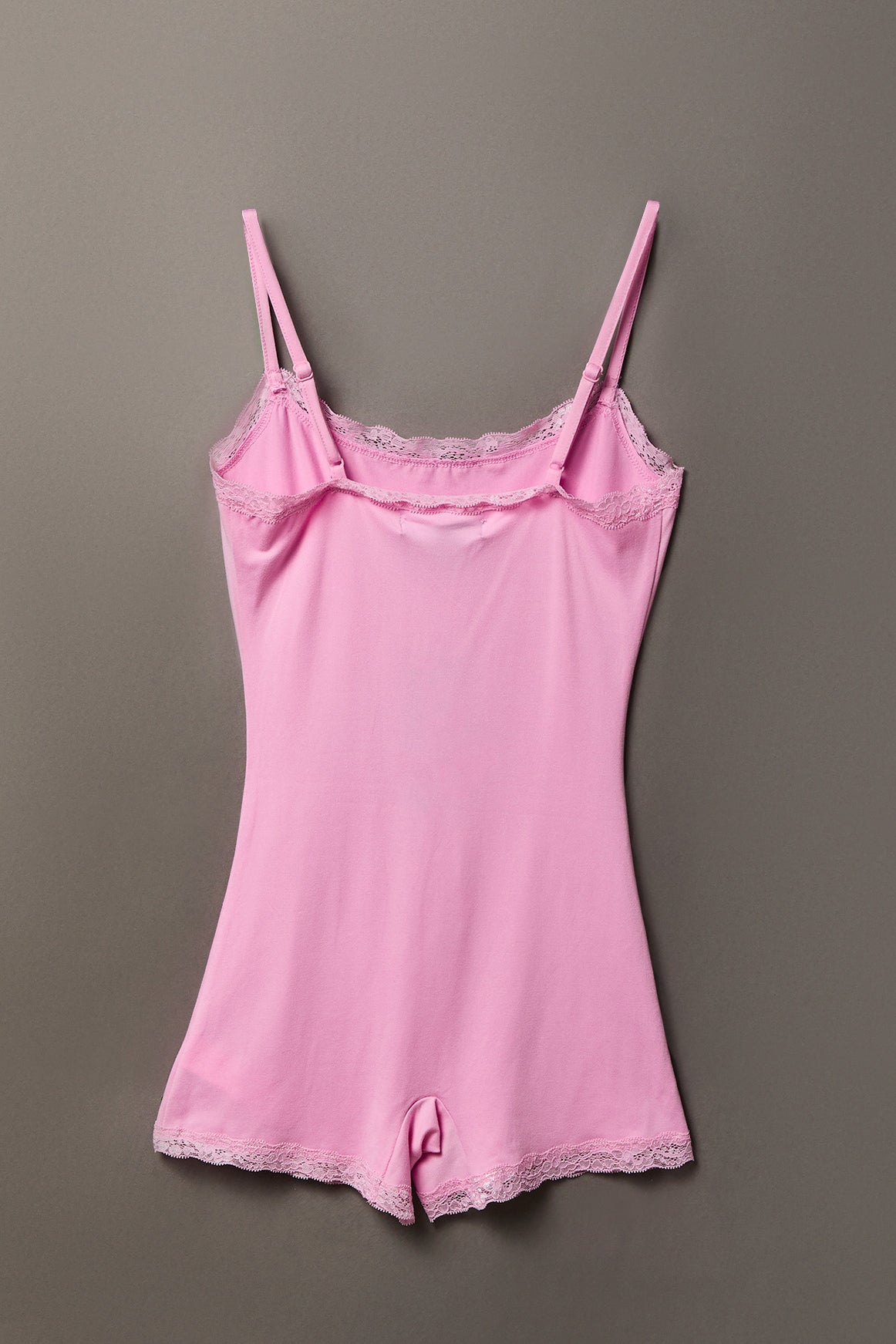 Alt View 2. Playboy Graphic Lace Trim Romper - Light Pink