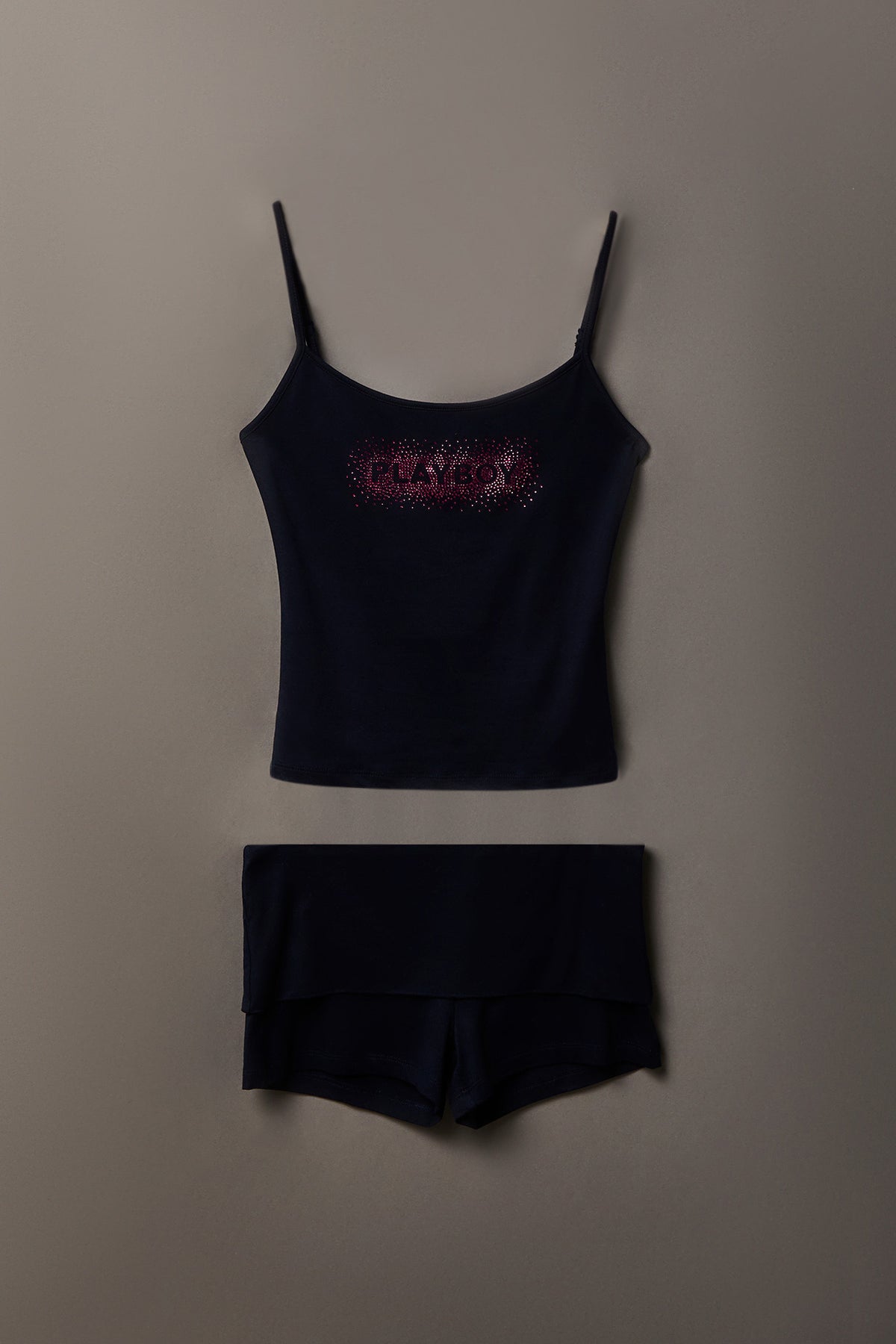 Playboy Rhinestone Tank & Foldover Short Set - Navy