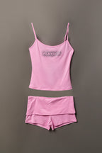 Playboy Rhinestone Tank & Foldover Short Set
