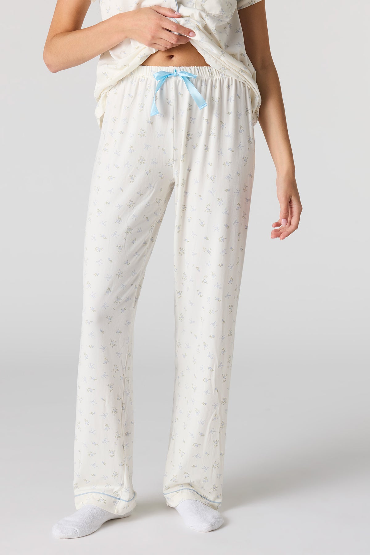 Alt View 3. Button-Up Top & Pant Pajama Set - Ivory