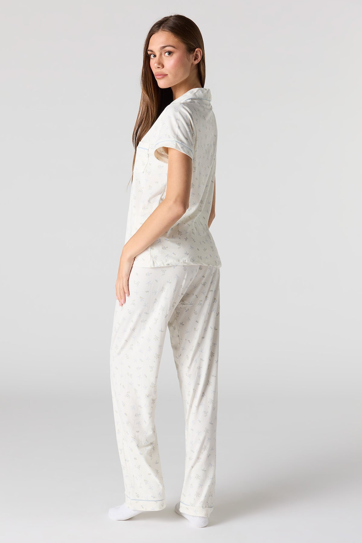 Alt View 4. Button-Up Top & Pant Pajama Set - Ivory