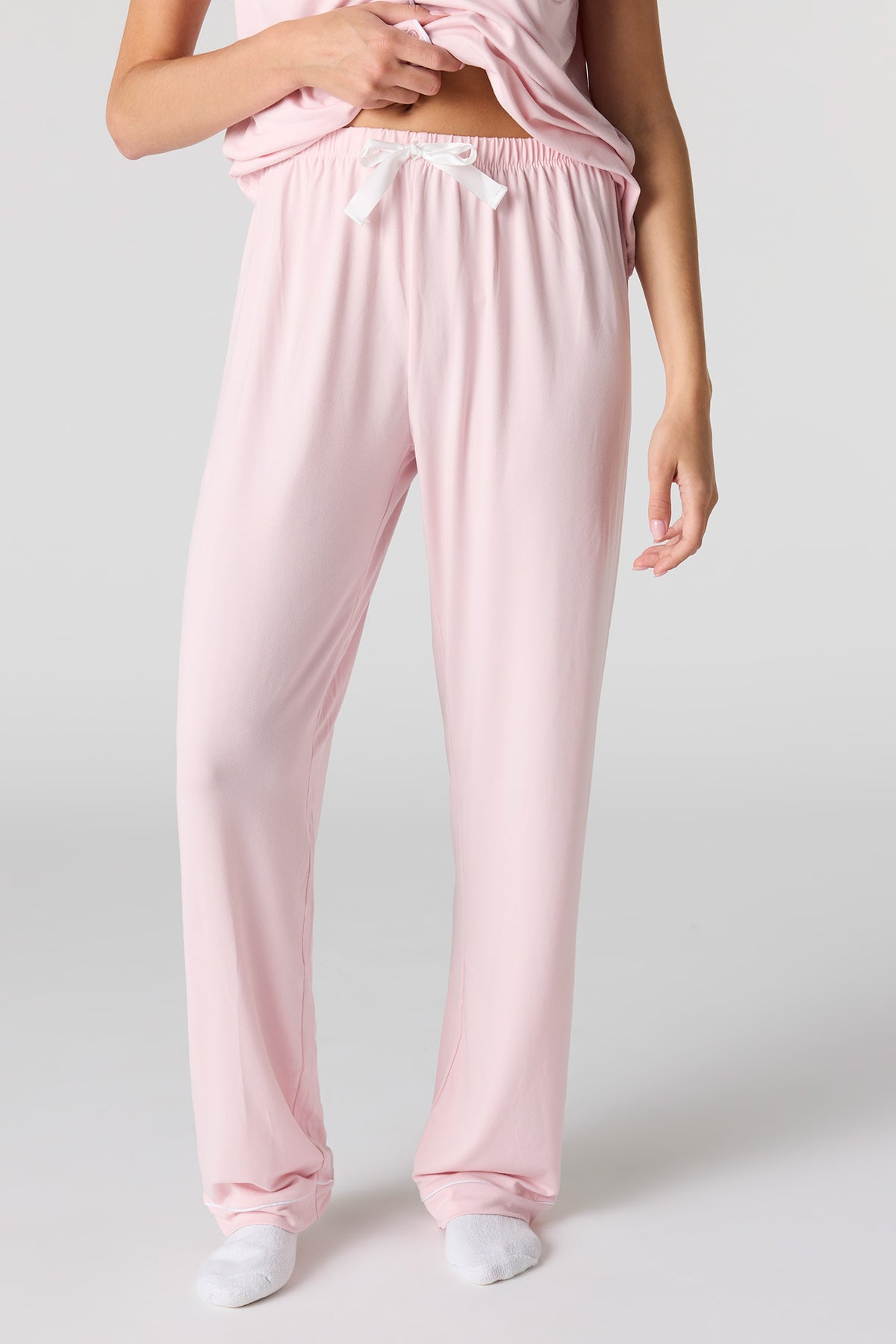 Alt View 3. Button-Up Top & Pant Pajama Set - Pink