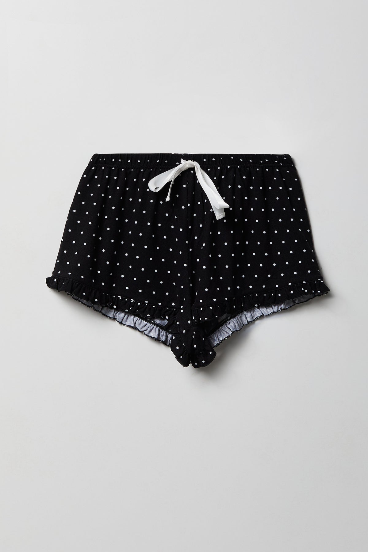 Alt View 4. Ruffle Button-Up Top & Short Pajama Set - Black
