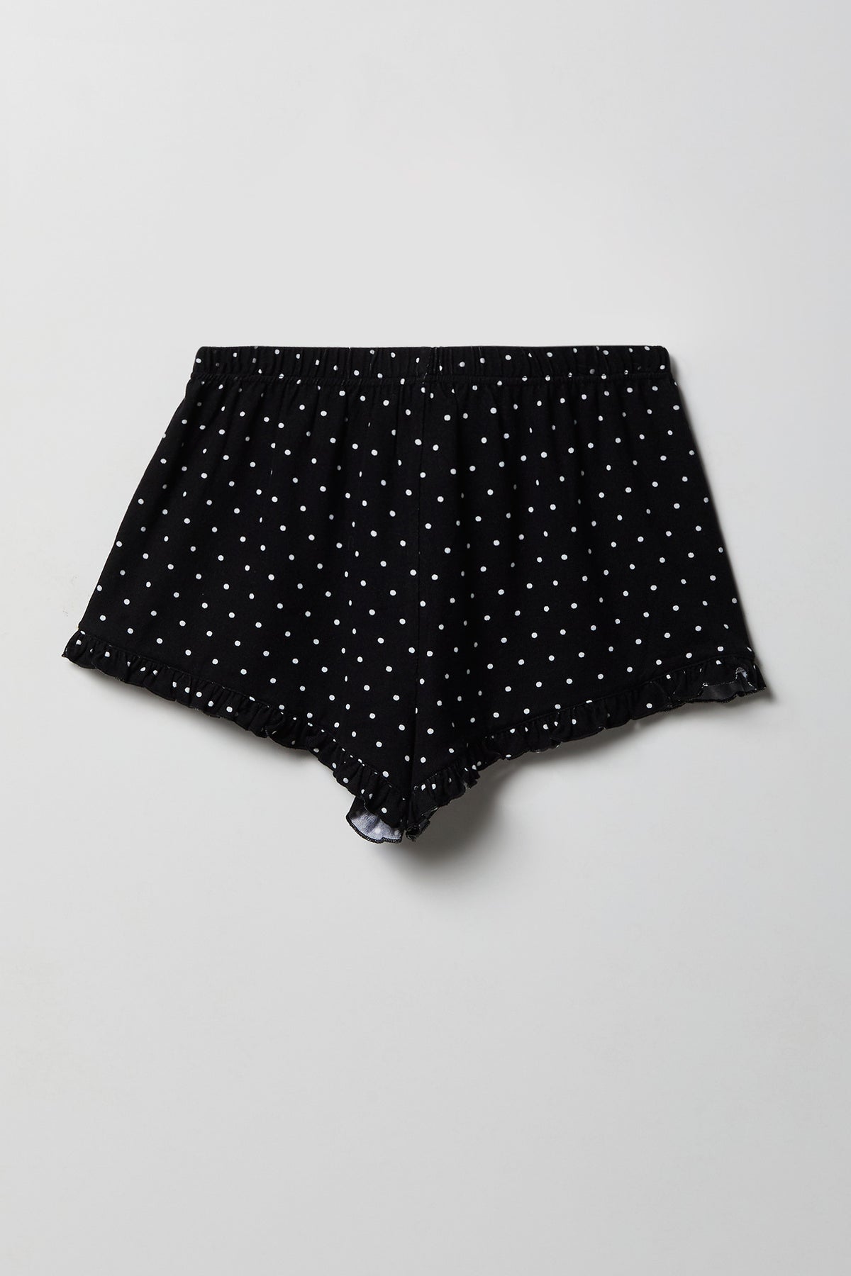 Alt View 5. Ruffle Button-Up Top & Short Pajama Set - Black