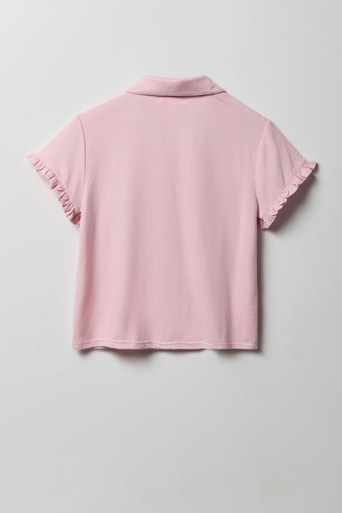 Alt View 3. Ruffle Button-Up Top & Short Pajama Set - Pink