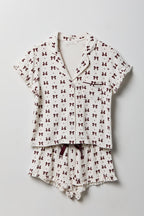 Ruffle Button-Up Top & Short Pajama Set