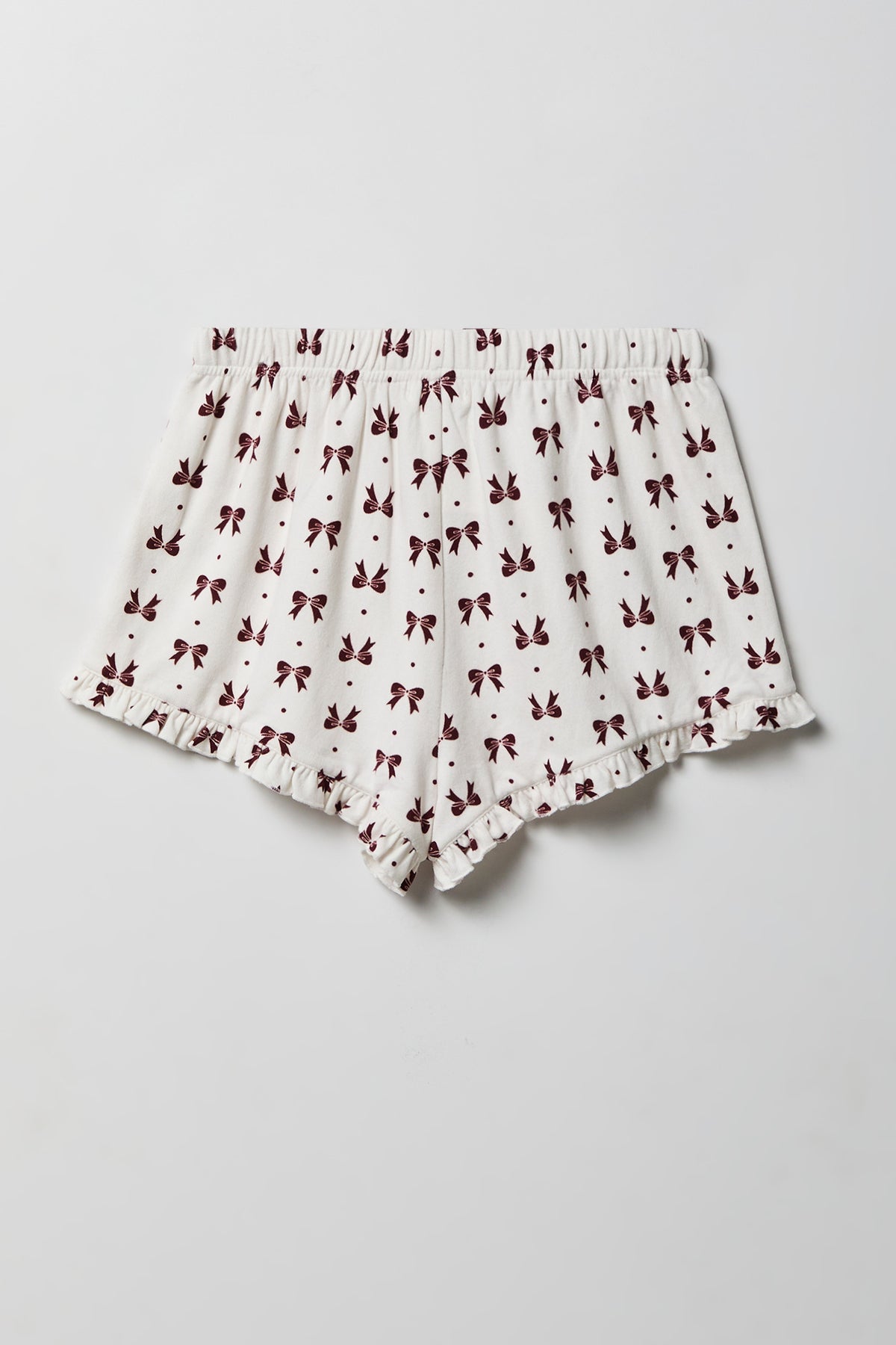 Alt View 5. Ruffle Button-Up Top & Short Pajama Set - Burgundy