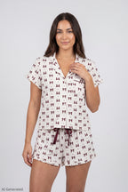Ruffle Button-Up Top & Short Pajama Set