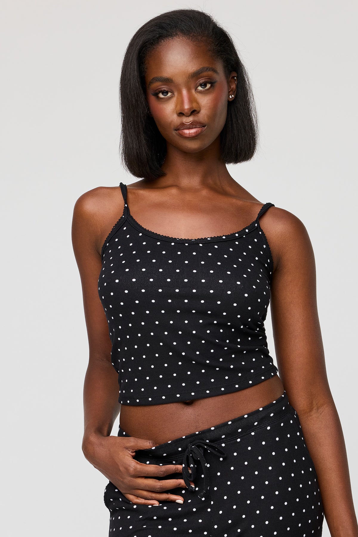 Alt View 2. Printed Cami & Pant Pajama Set - Black