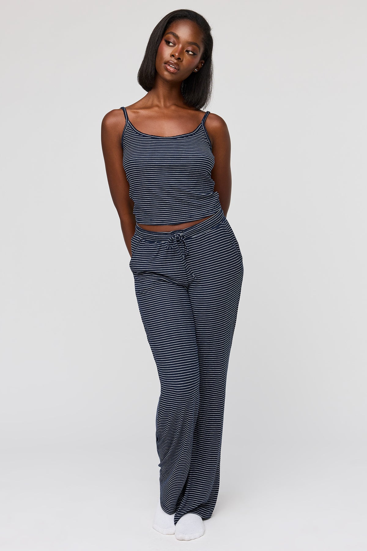 Printed Cami & Pant Pajama Set - Navy