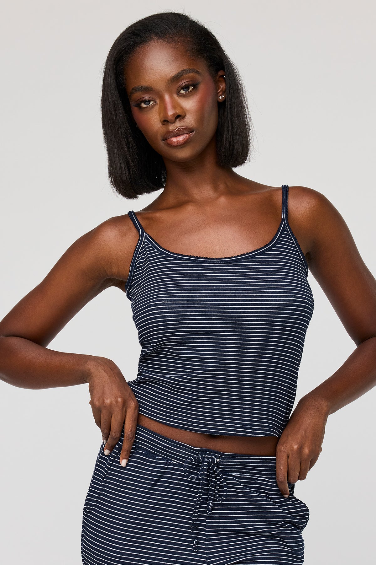 Alt View 2. Printed Cami & Pant Pajama Set - Navy
