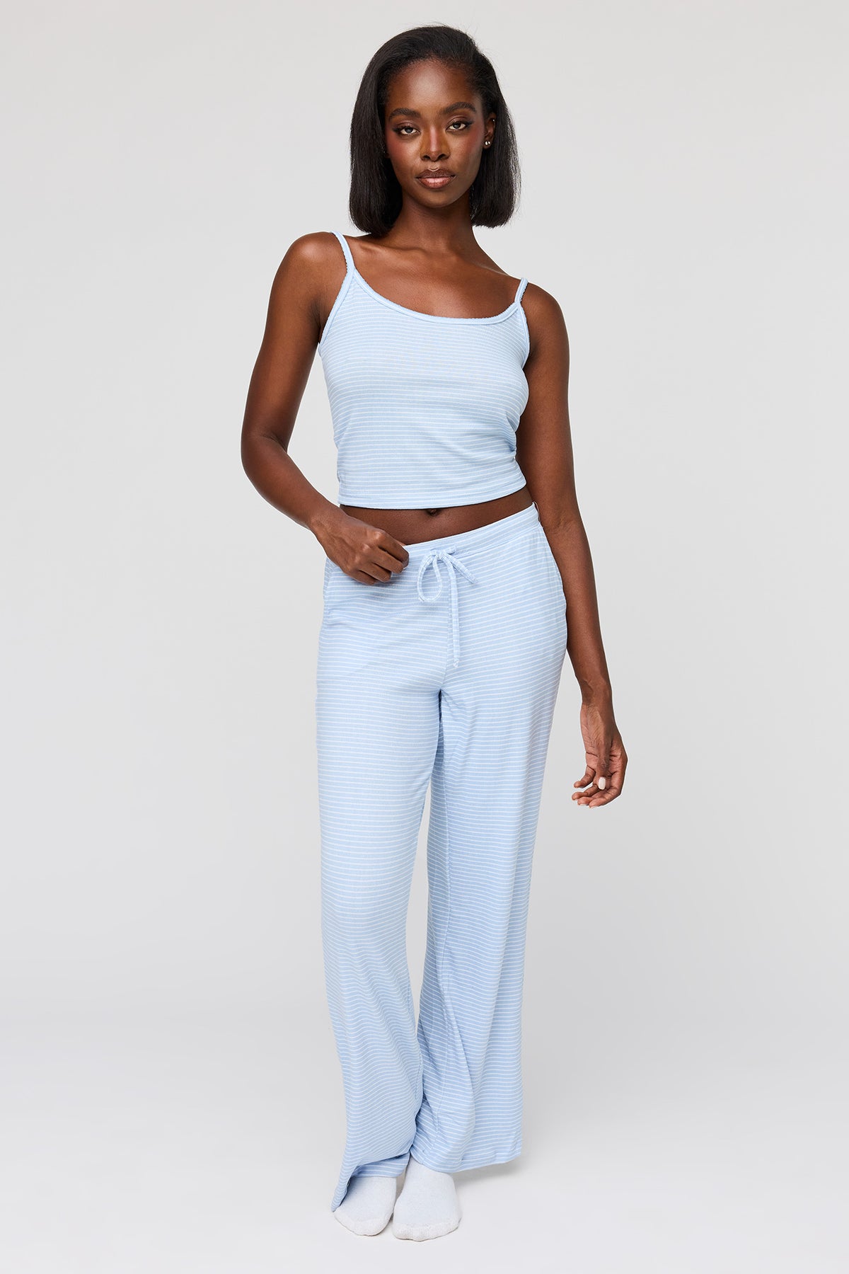 Printed Cami & Pant Pajama Set - Light Blue