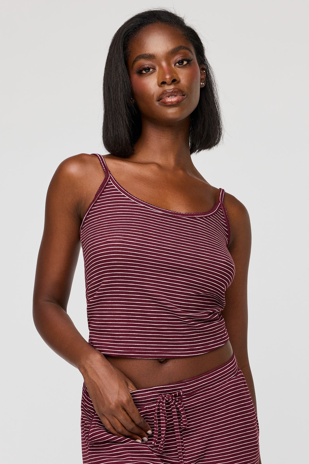 Alt View 2. Printed Cami & Pant Pajama Set - Burgundy