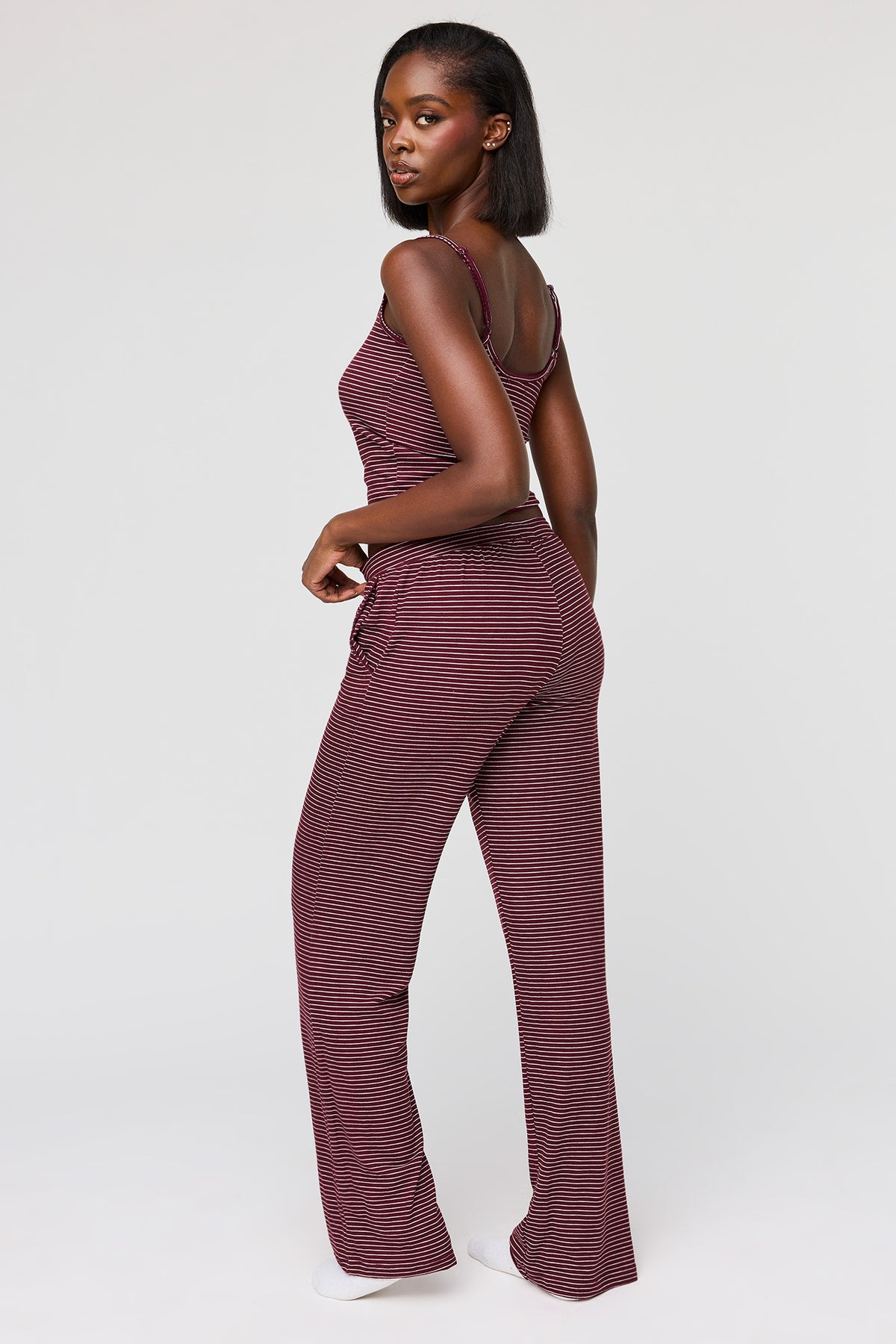 Alt View 4. Printed Cami & Pant Pajama Set - Burgundy