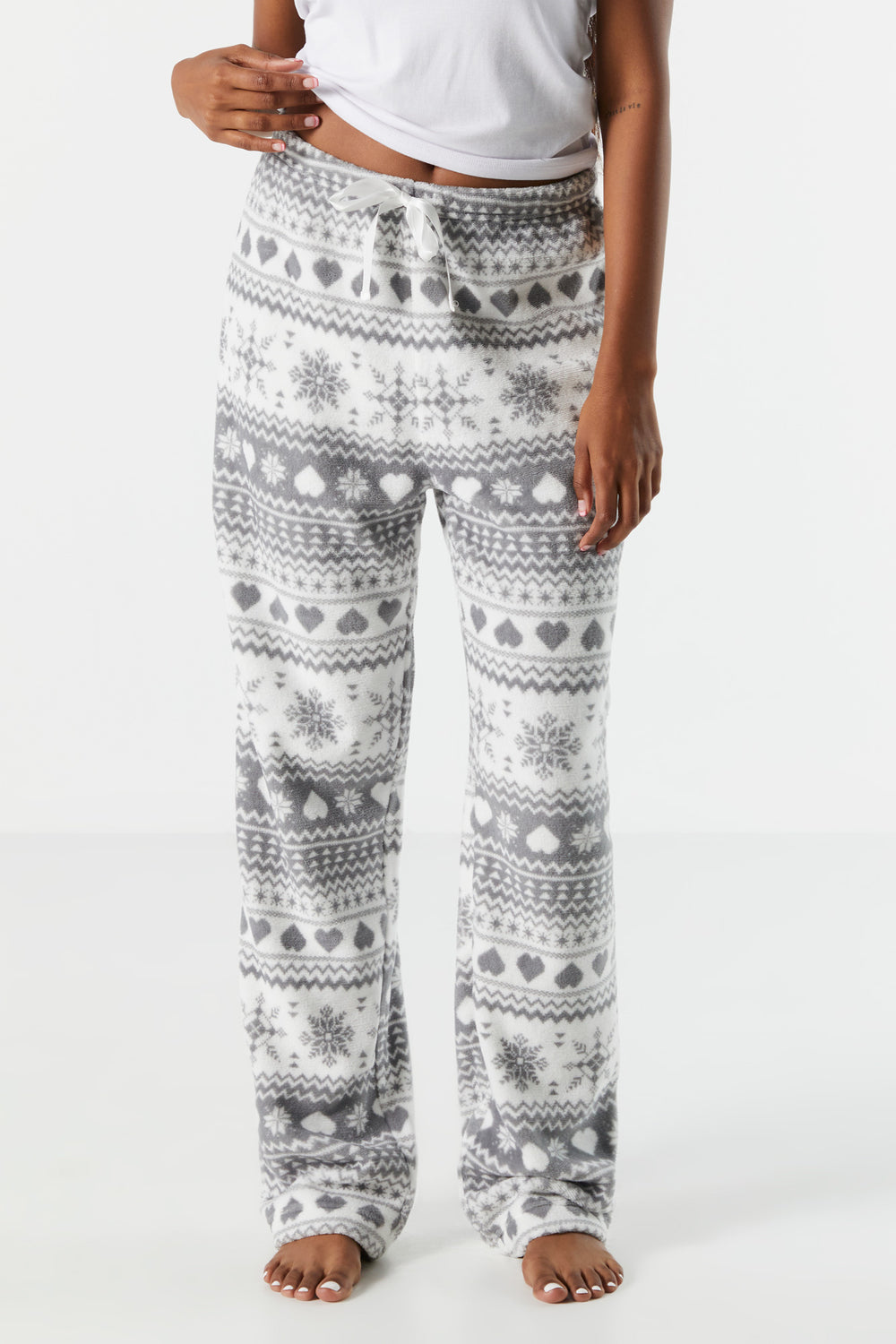 Grey Snowflake Print Plush Pajama Pant Grey Snowflake Print Plush Pajama Pant 2