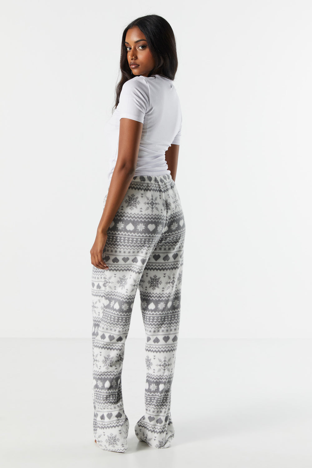 Grey Snowflake Print Plush Pajama Pant Grey Snowflake Print Plush Pajama Pant 3