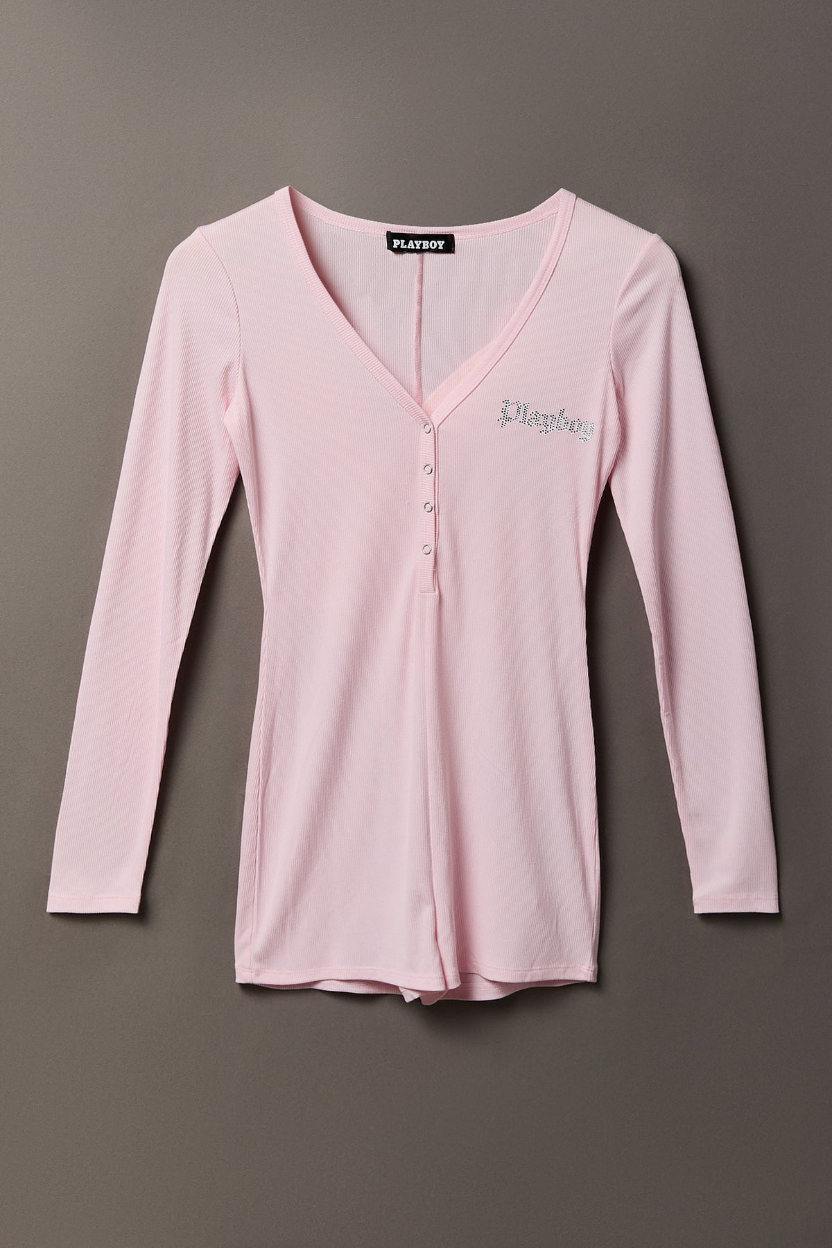 Playboy Rhinestone Romper - Light Pink