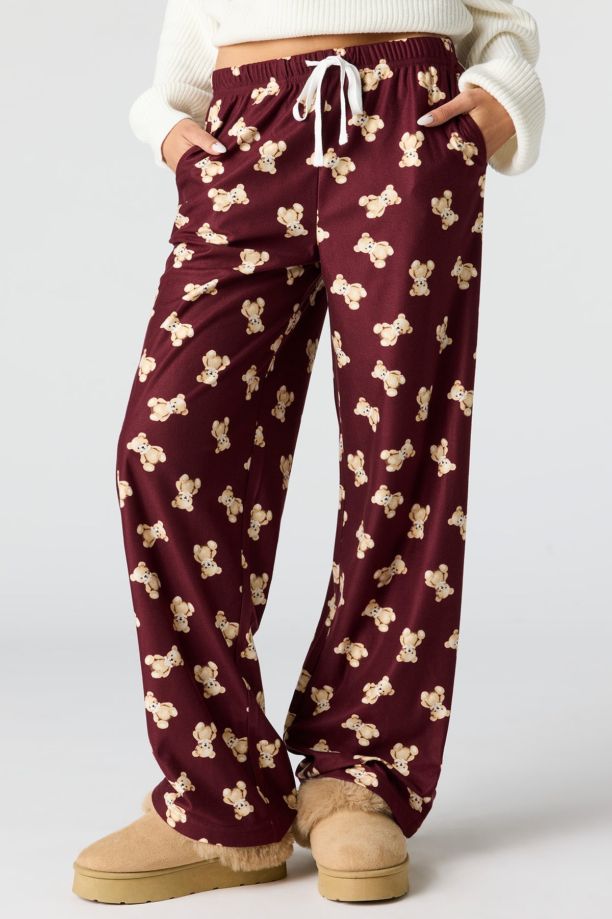 Alt View 2. Printed Pajama Pant - Burgundy