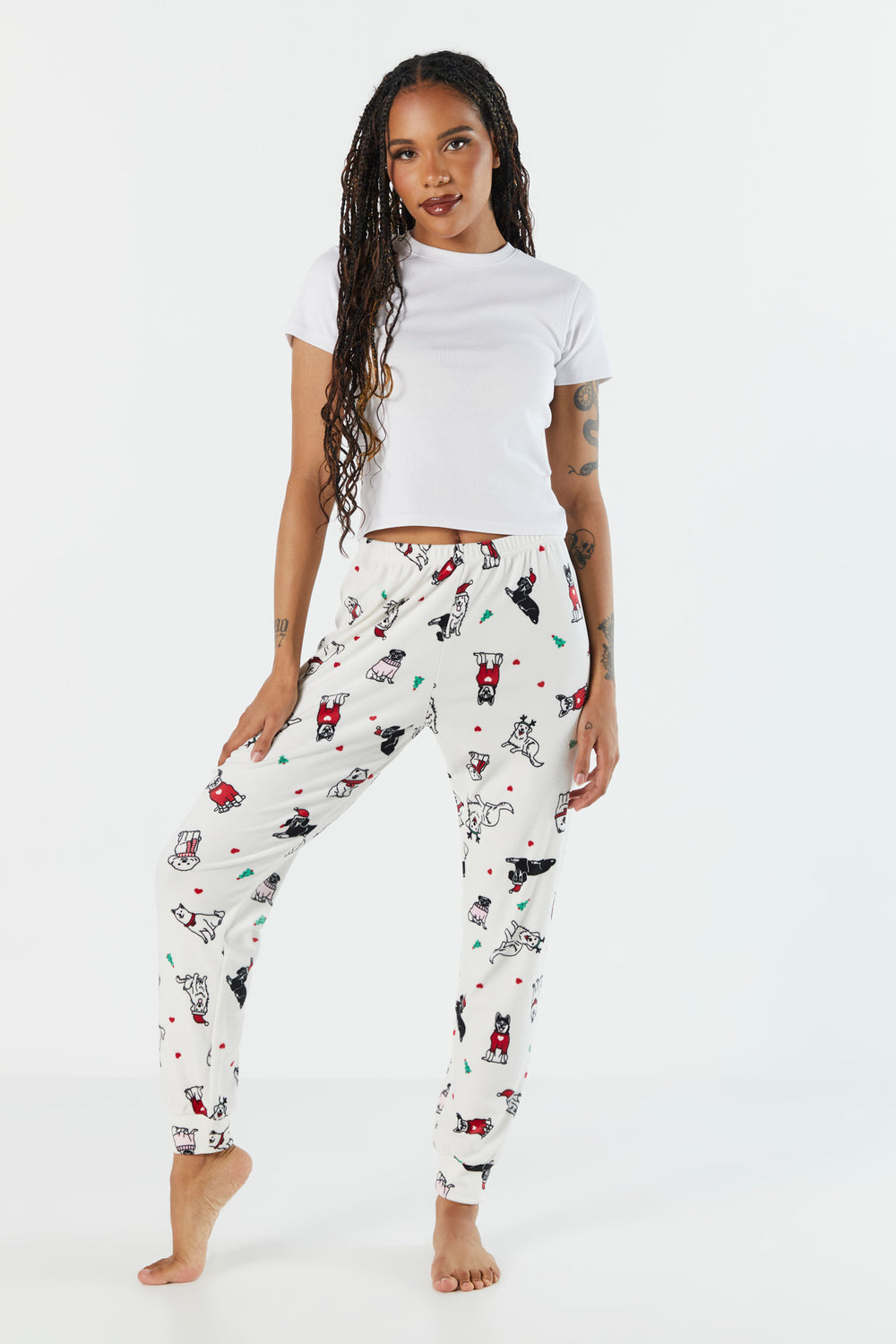 Christmas Dog Print Velour Pajama Jogger Christmas Dog Print Velour Pajama Jogger 1
