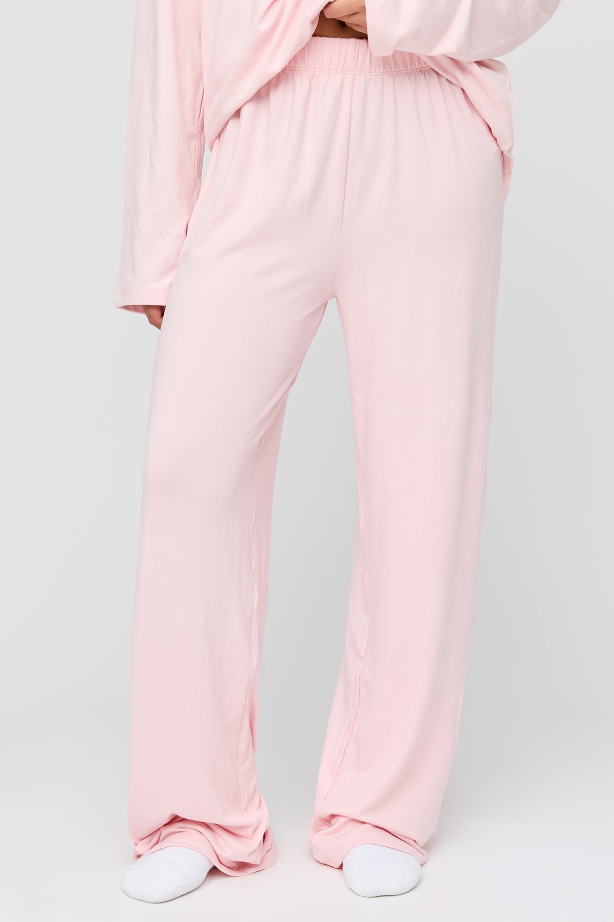 Alt View 3. Button-Up Long Sleeve Top & Pant Pajama Set - Pink