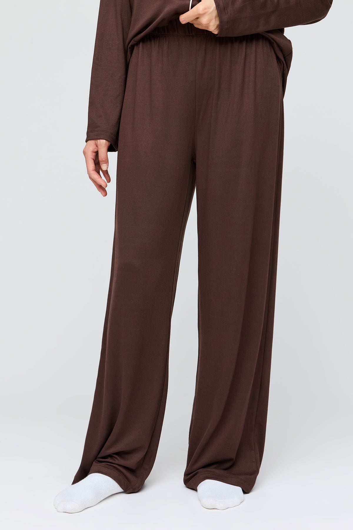 Alt View 3. Button-Up Top & Pant Pajama Set - Brown