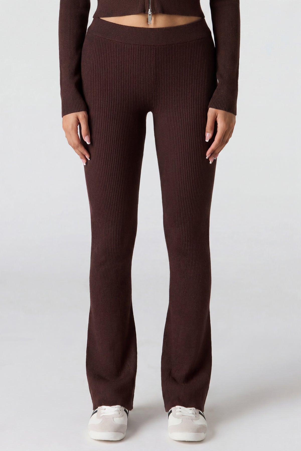 Alt View 2. Ribbed Flare Pant - Brown