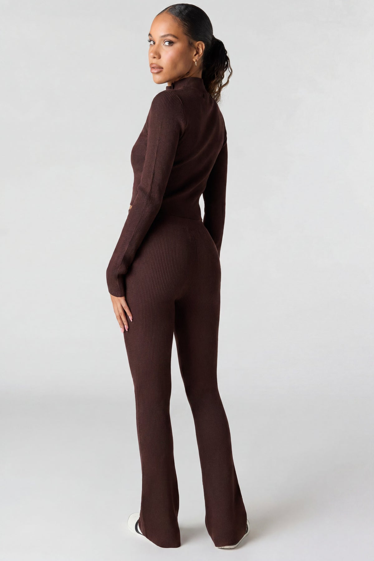 Alt View 3. Ribbed Flare Pant - Brown