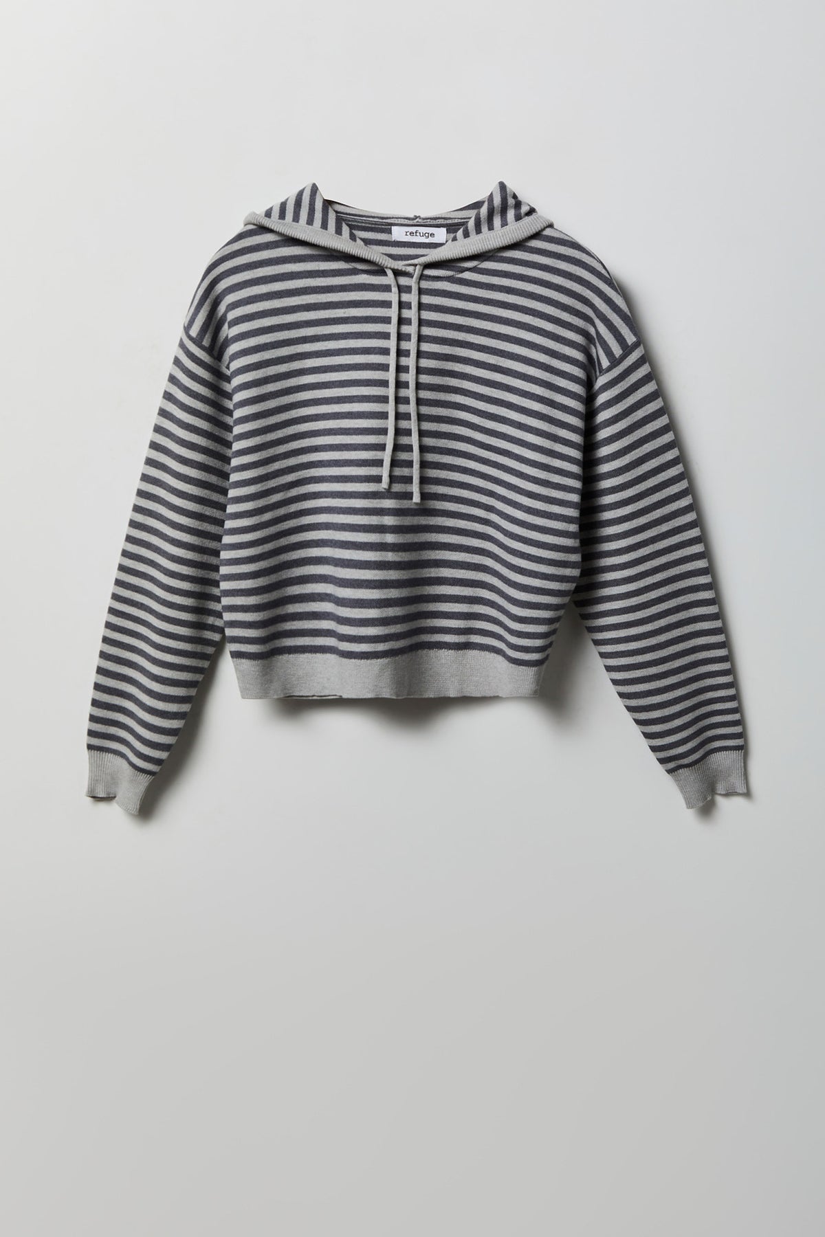 Striped Knit Hoodie - Heather Grey